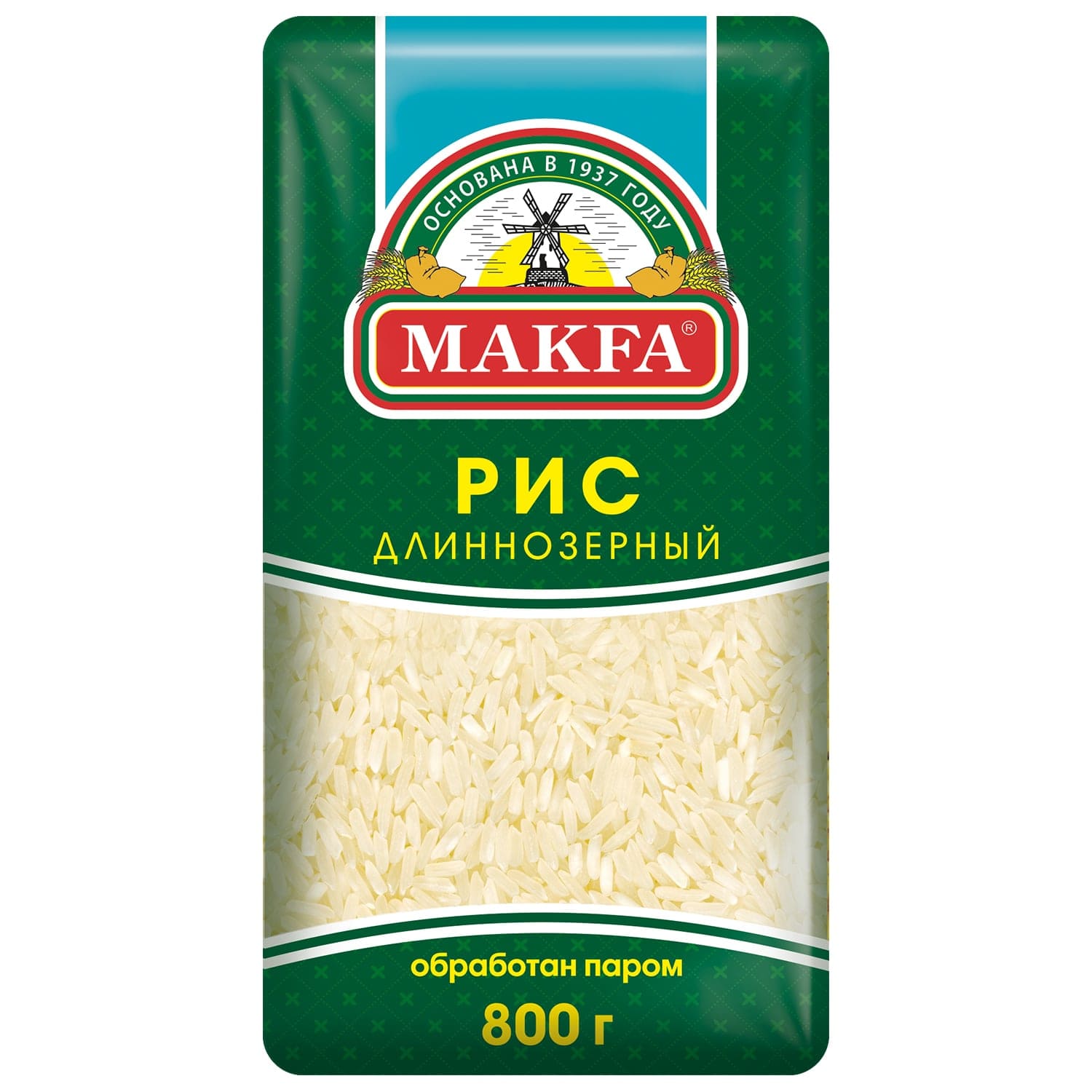 Рис длиннозерный MAKFA обработан паром 800 г