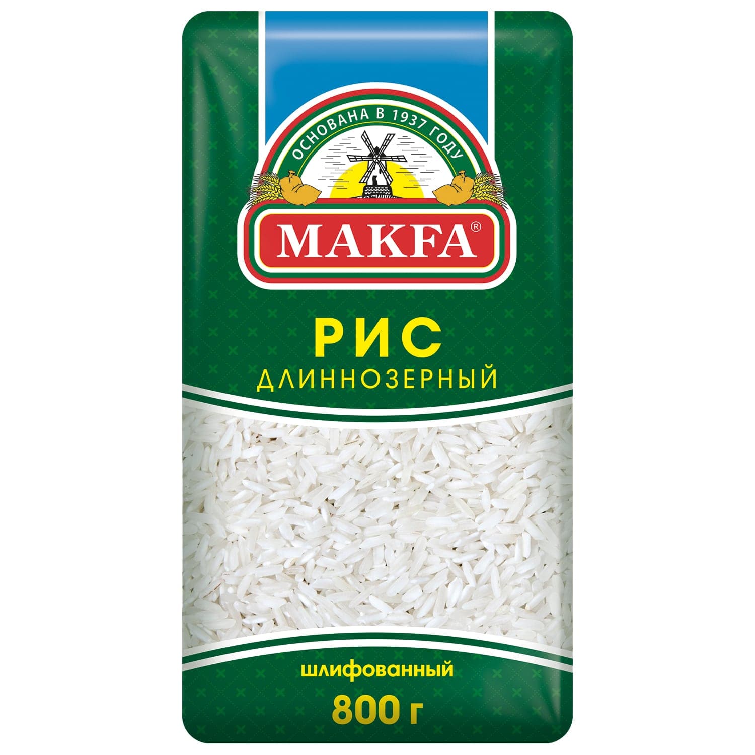 Рис длиннозерный шлифованный MAKFA 800 г