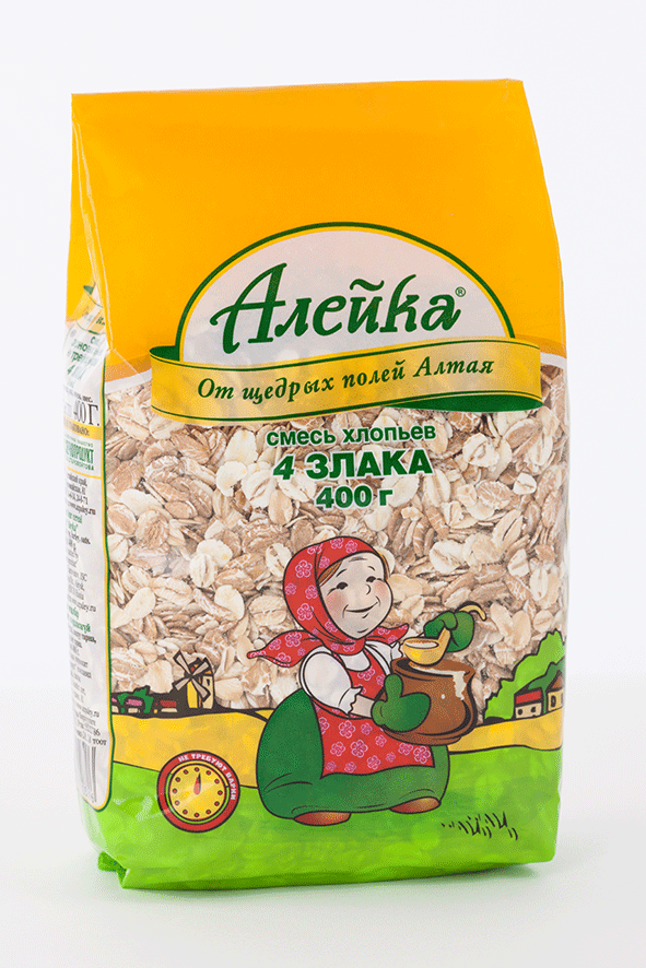 Смесь хлопьев не требующих варки "4 злака" Алейка"