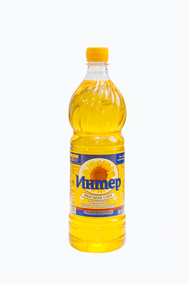 Масло подсолнечное "Интер"PET-бутылка 1,0 л 