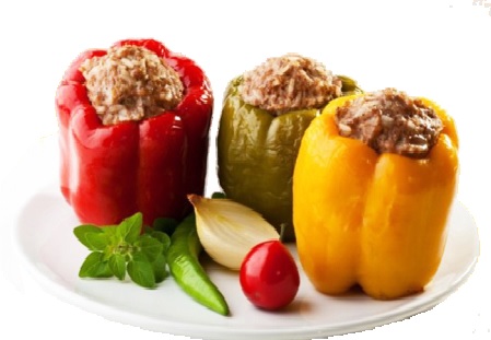 Перец фаршированный мясом и рисом