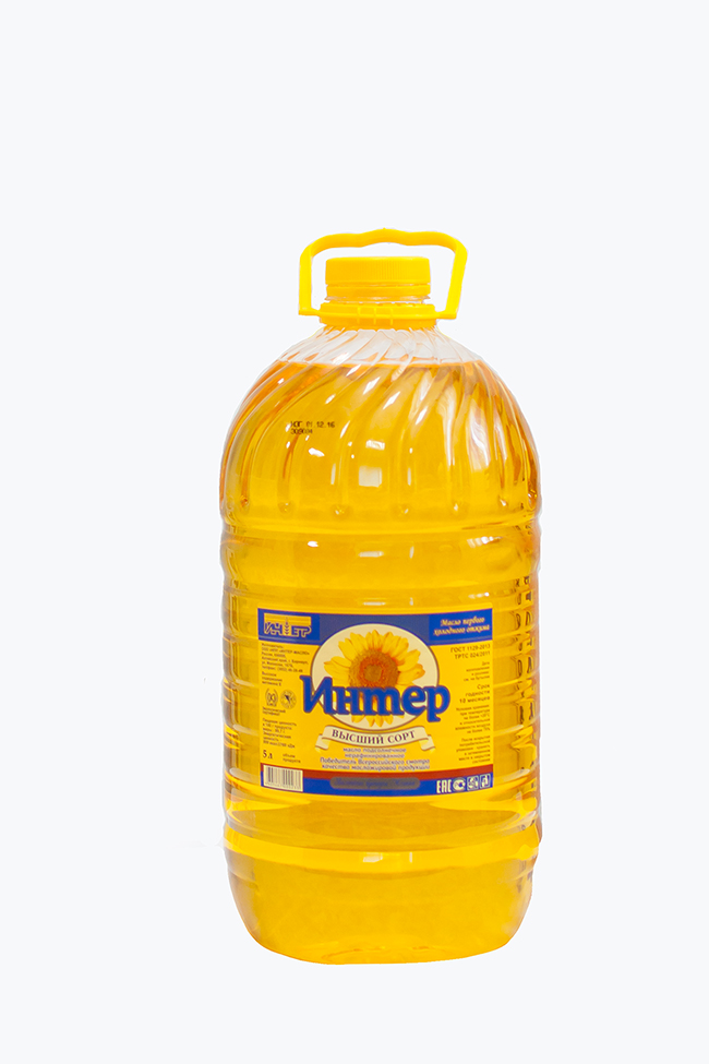 Масло подсолнечное "Интер" PET-бутылка 5,0 л