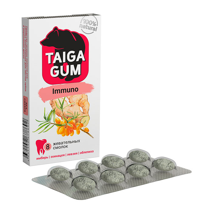 Жевательная смолка в растительной пудре TAIGA GUM «Immuno»