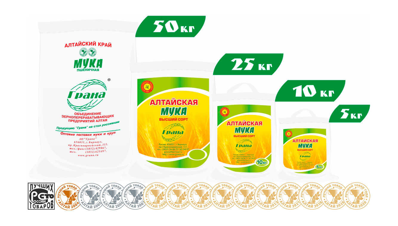 Мука пшеничная хлебопекарная, первый сорт ТМ Грана