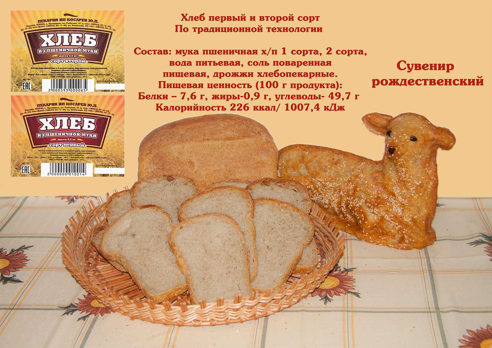 Хлеб 1 и 2 сорт
