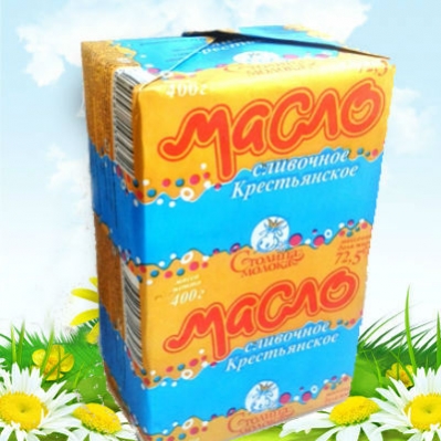 Масло сладко-сливочное "Крестьянское" несолёное 72,5% 400гр.
