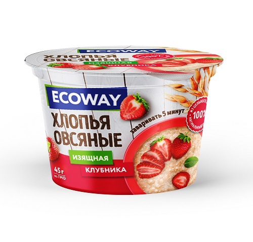 Хлопья "ECOWAY" "Изящная клубника" не требующие варки